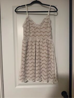 Lace Spaghetti Strap Summer Dress - Cream